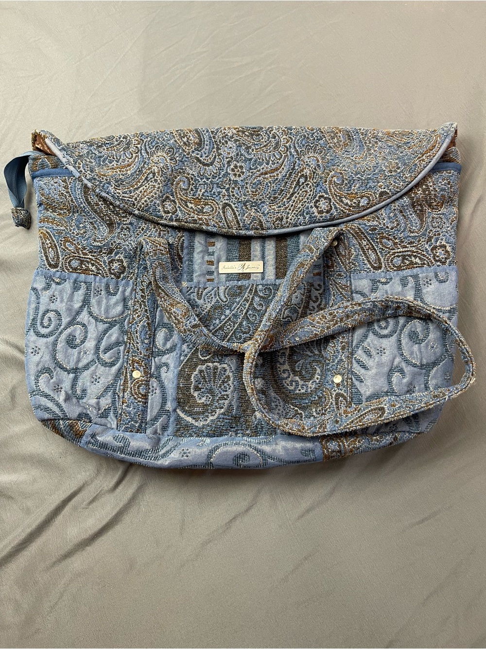 Isabella's Journey Blue Tapestry Bag X-Large Multi Section Excellent Condition